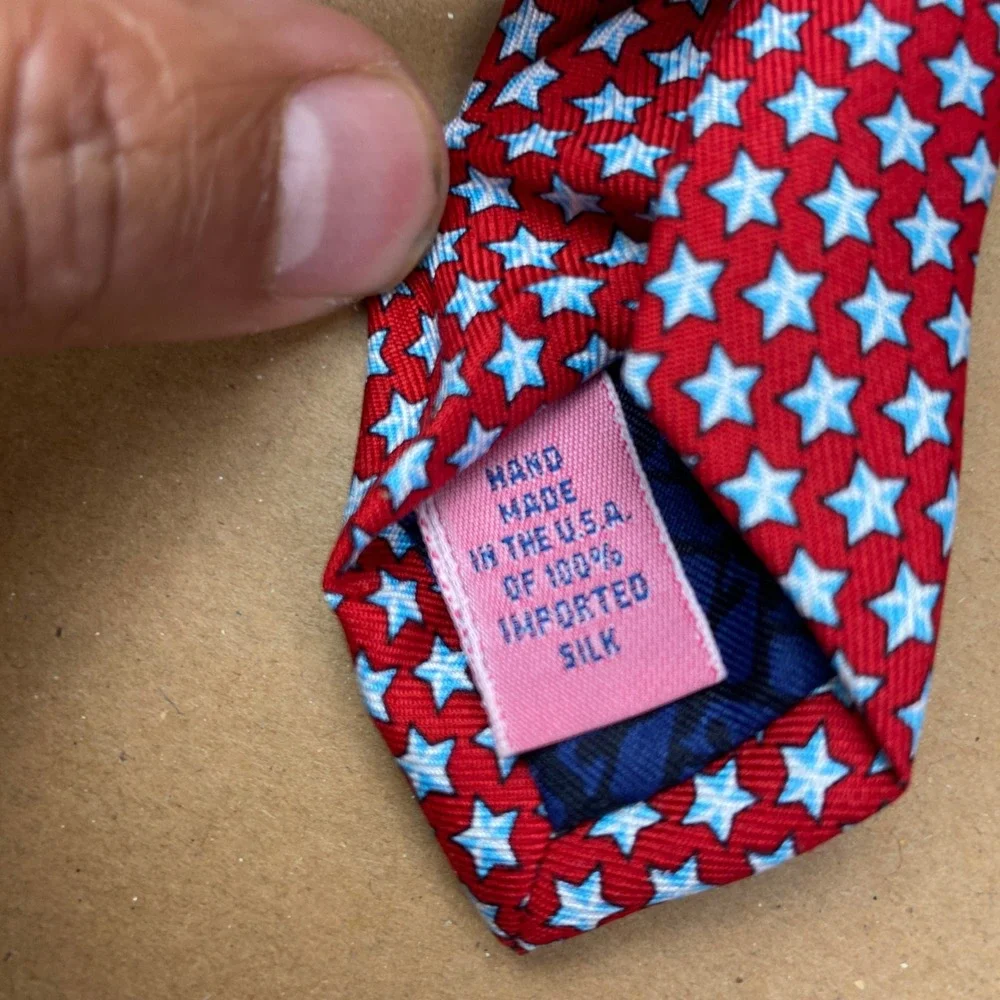 Vineyard Vines Stars Silk Tie Mens OS Red Blue White Patriotic Americana USA